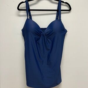 NWT Heat Swimwear Missy Twist Front Tanktini Top Size XL - Navy